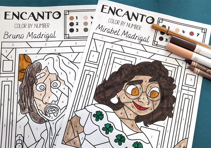 Free Encanto Coloring Sheets - Color by Number * Moms and Crafters