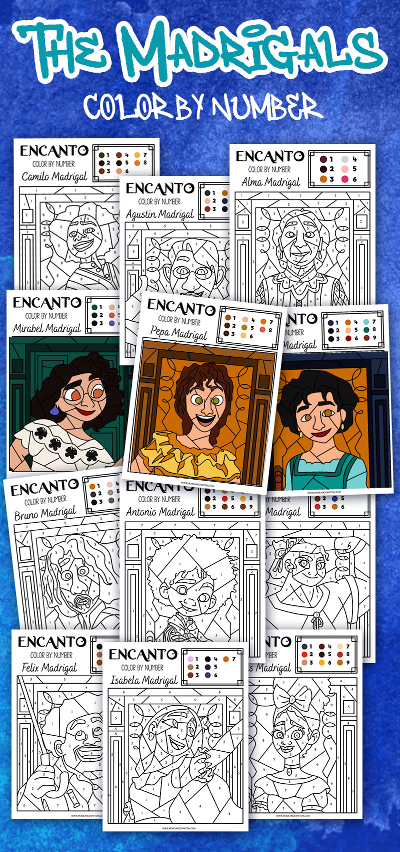 Free Encanto Coloring Sheets - Color by Number * Moms and Crafters