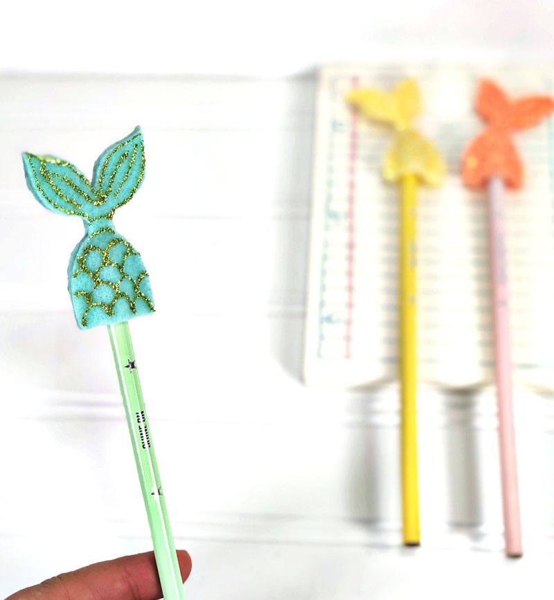 Mermaid Pencil Topper from Felt - Free Template