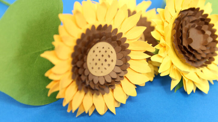 3 Stalk Sunflower Bouquet in Brown Paper