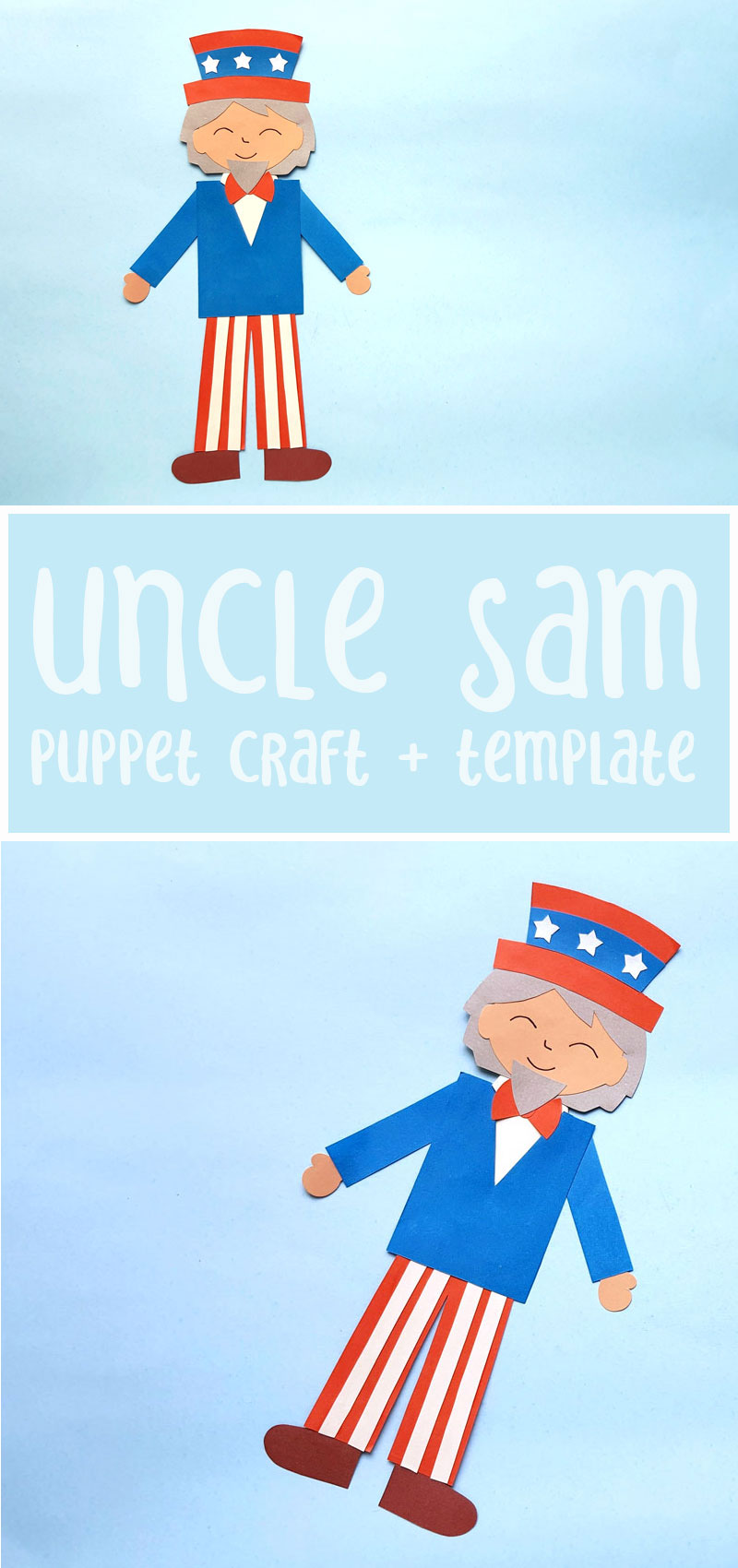 Uncle Sam Craft - Free Paper Puppet Template & SVG