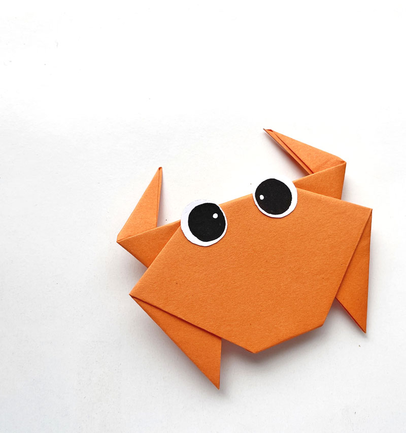 Crab origami scheme tutorial moving model. Origami for kids. Step