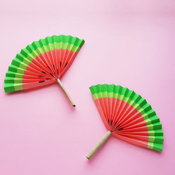 Cute Paper Pop Up Fans /DIY Watermelon Hand Fans making paper fan /how to  make a japanese paper fan 
