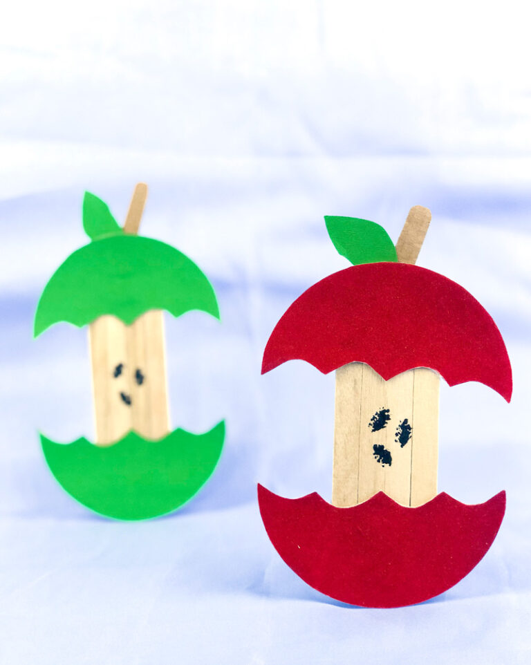 Apple Core Craft from Popsicle Sticks * Moms and Crafters