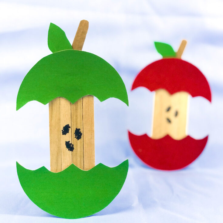 Apple Core Craft from Popsicle Sticks * Moms and Crafters