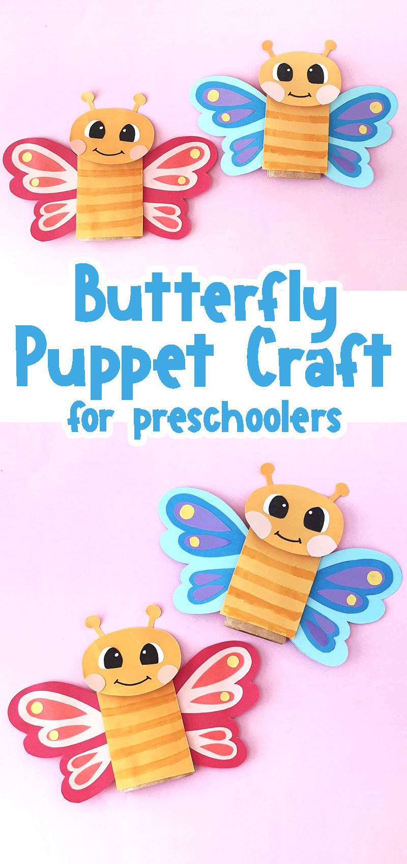 Butterfly Paper Bag Puppet * Moms and Crafters