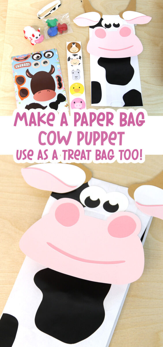 Cow Paper Bag Puppet and Favor Bag * Moms and Crafters