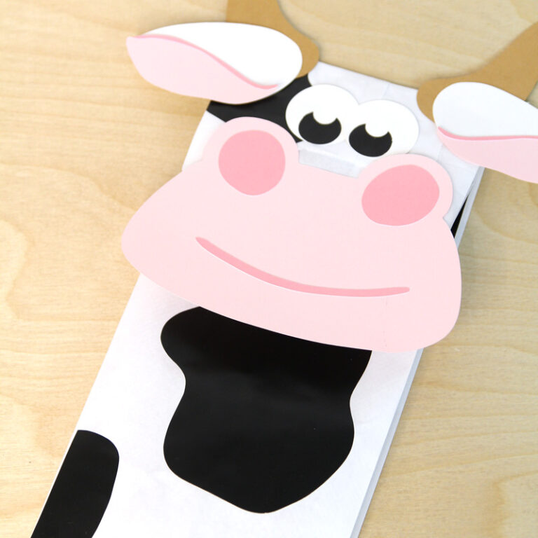 Cow Paper Bag Puppet and Favor Bag * Moms and Crafters