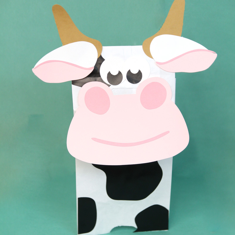 Cow Paper Bag Puppet and Favor Bag * Moms and Crafters