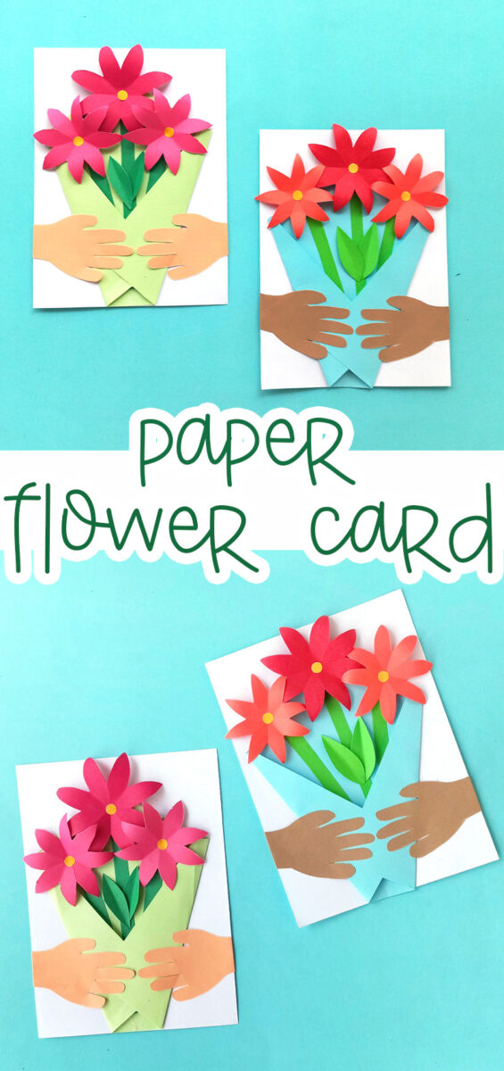 Paper Flower Card - Free Template * Moms and Crafters