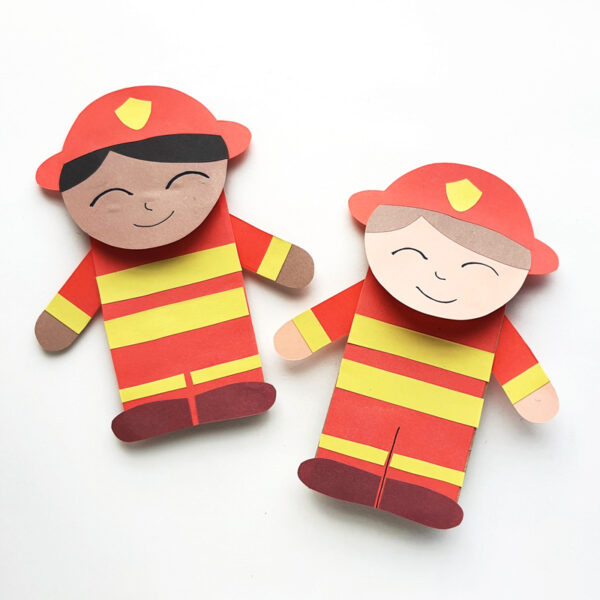 Fire Fighter Puppet - from a Paper Bag * Moms and Crafters