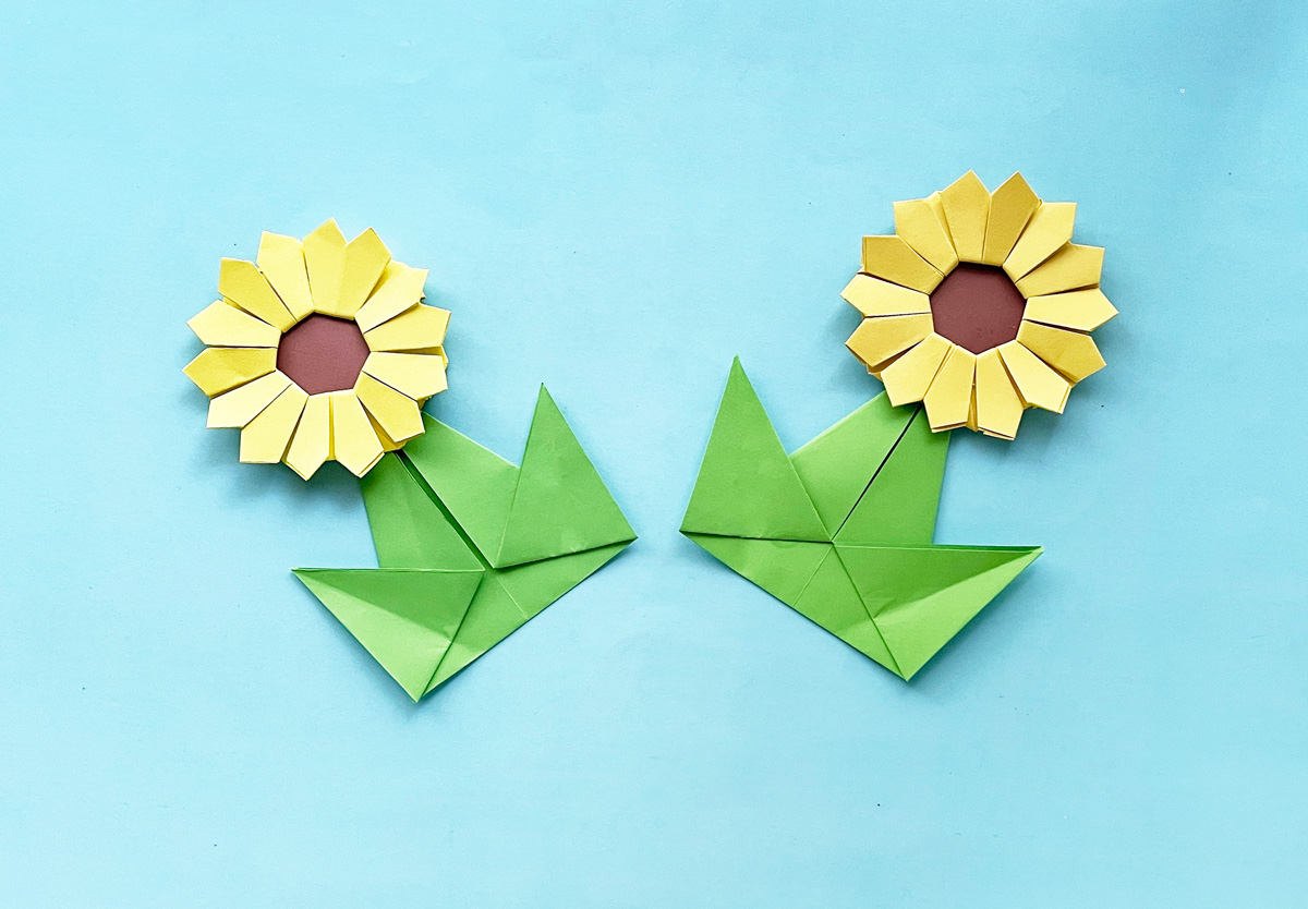 Simple Origami Sunflower Tutorial * Moms and Crafters