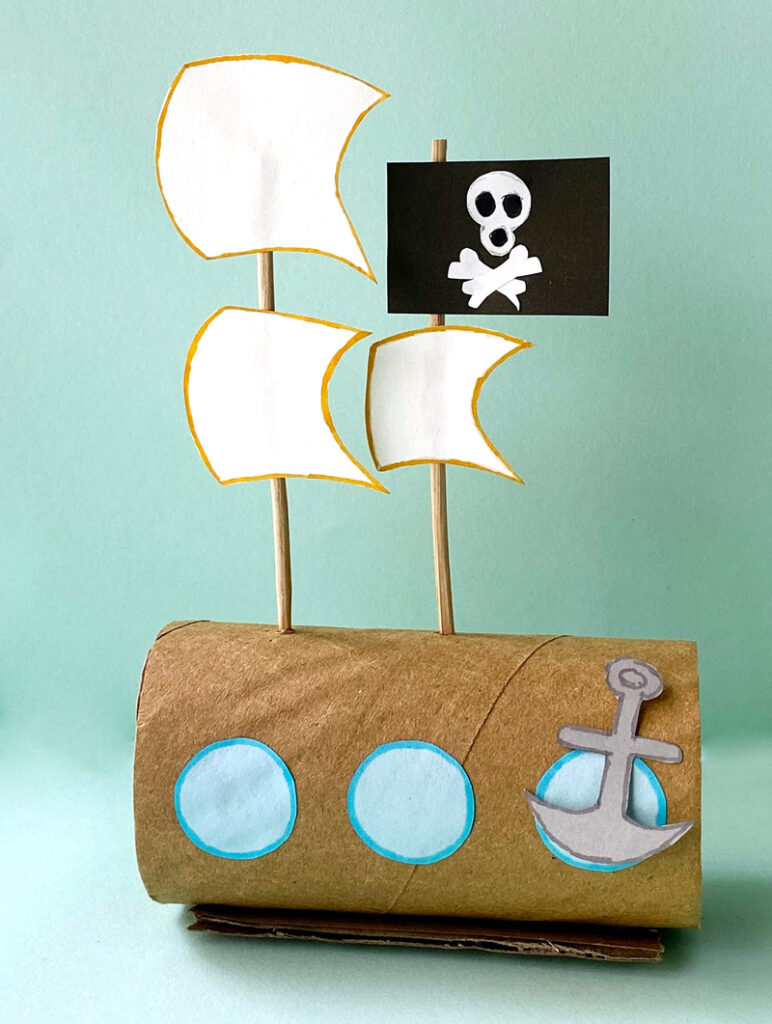 Cardboard Tube Pirate Ship Craft * Moms and Crafters