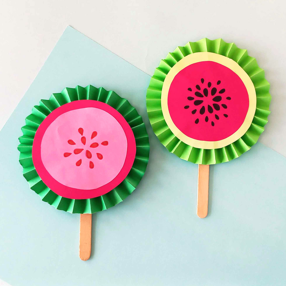 Fruit Paper Fans - A fun summer craft! * Moms and Crafters