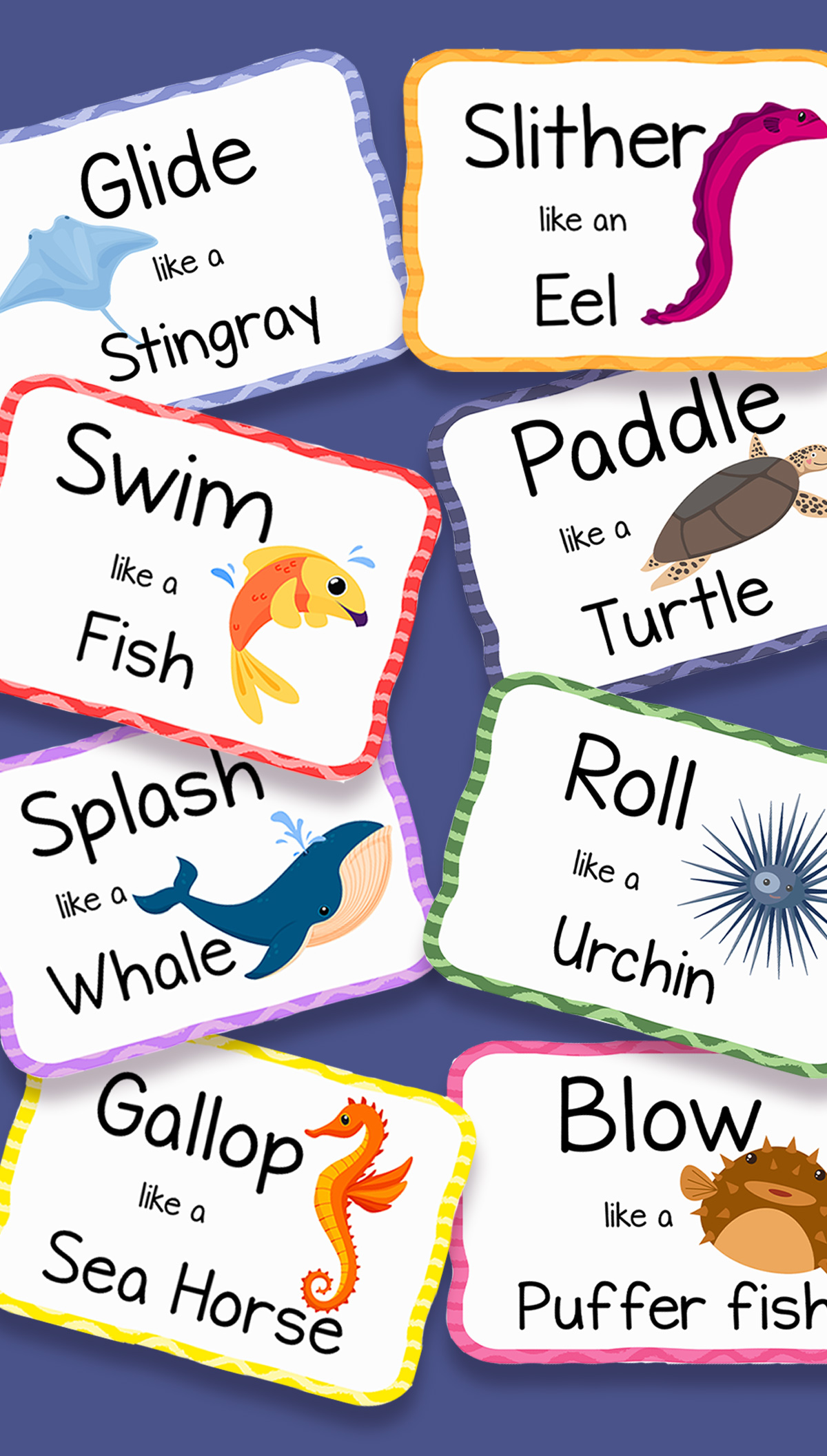 Ocean Action Cards for Kids * Free Printable!