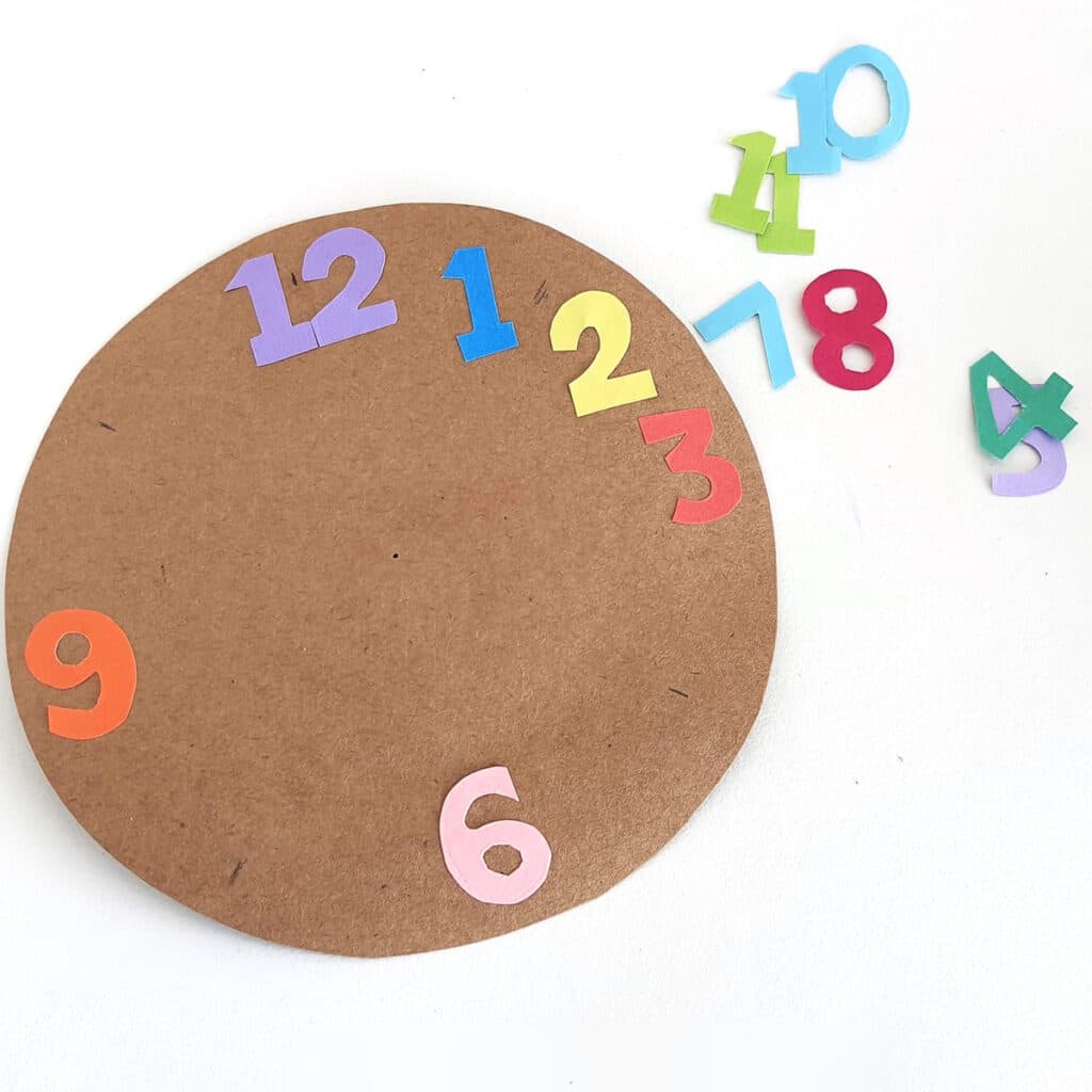 adding the numbers to the diy analog clock craft 