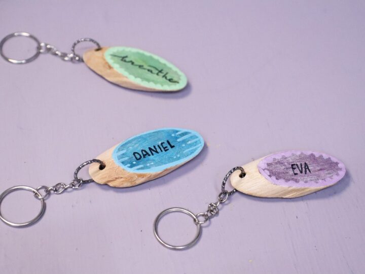 DIY Wood Slice Keychains